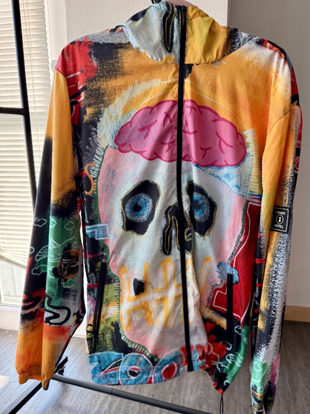 Tango Hotel "I Want My Roses" Men's Skull Windbreaker (XL)